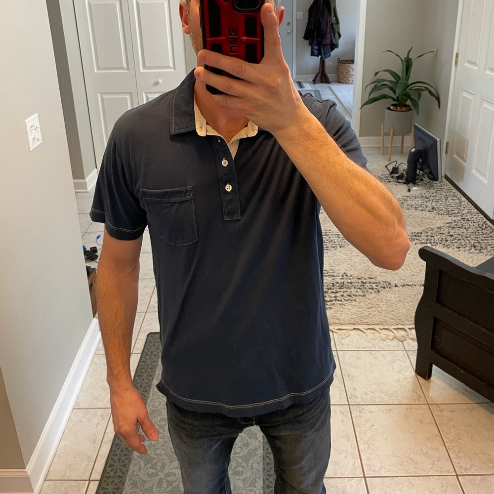 Mens Billy Reid teal blue polo
